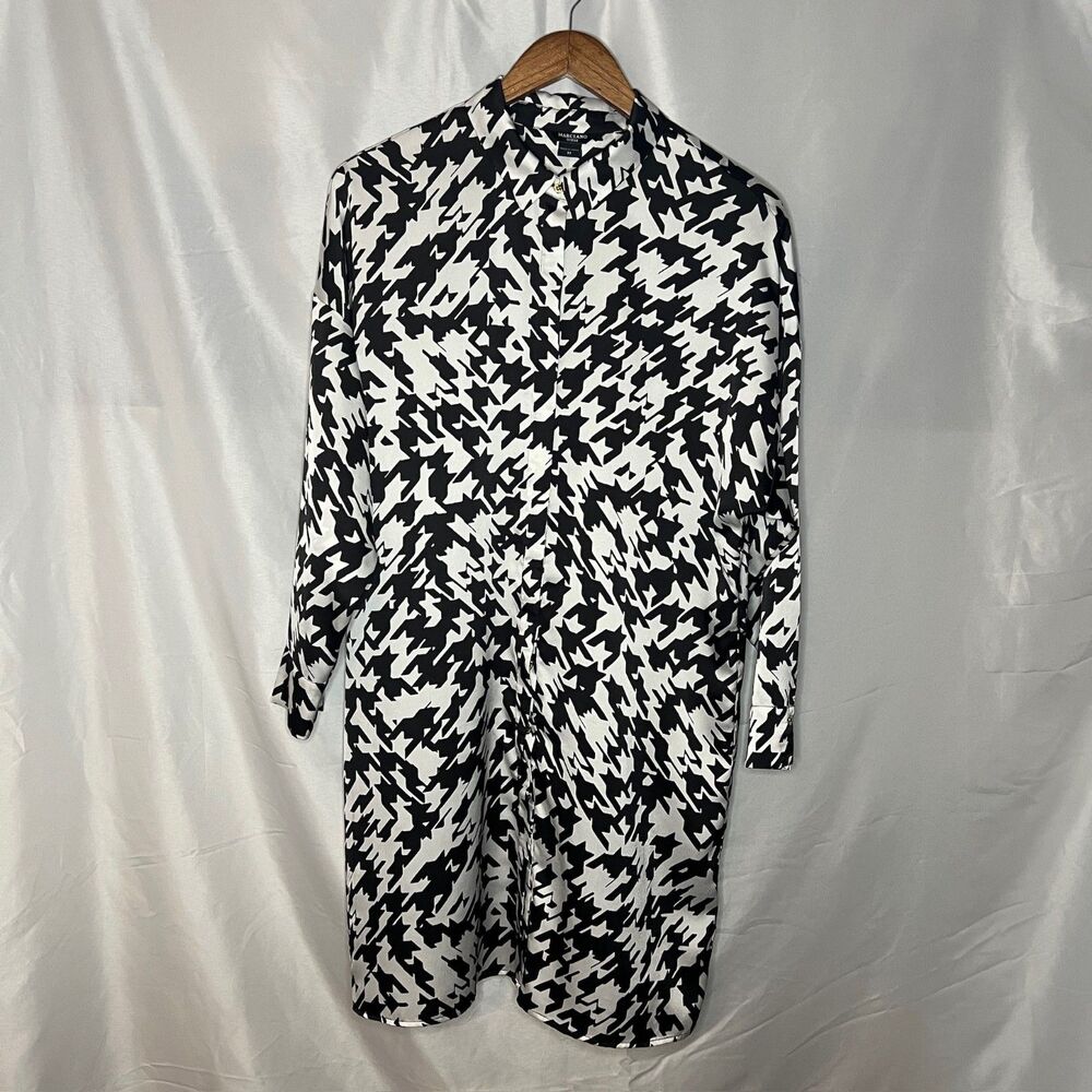 Marciano Guess Black and White Abstract Print Shirt Dress Size Medium